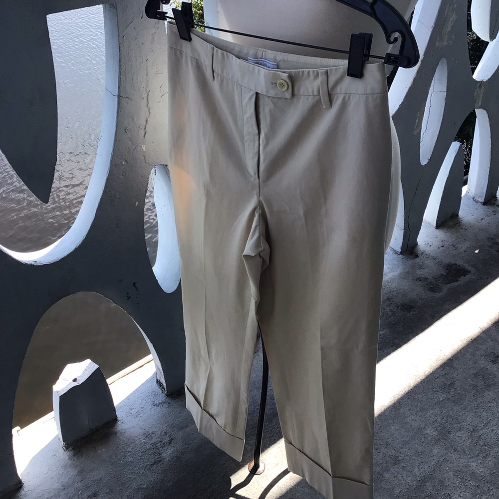 Prada Authentic 100% Cotton Khaki Capris Made in Italy Size 40